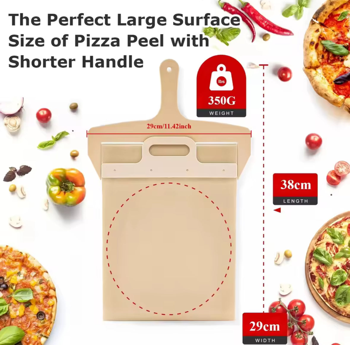 Wooden Pizza Peel – Non-Stick Board