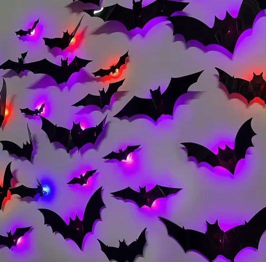 LED Bats & Spiders – 3D Glow-in-the-Dark Halloween Wall Décor