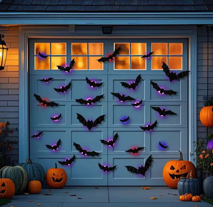LED Bats & Spiders – 3D Glow-in-the-Dark Halloween Wall Décor