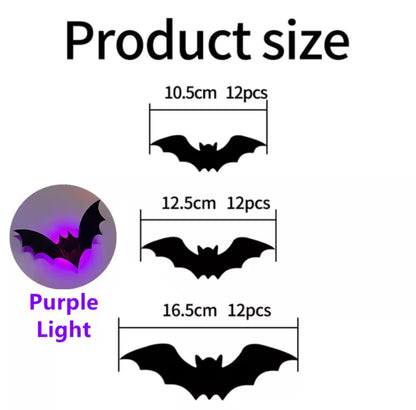 LED Bats & Spiders – 3D Glow-in-the-Dark Halloween Wall Décor