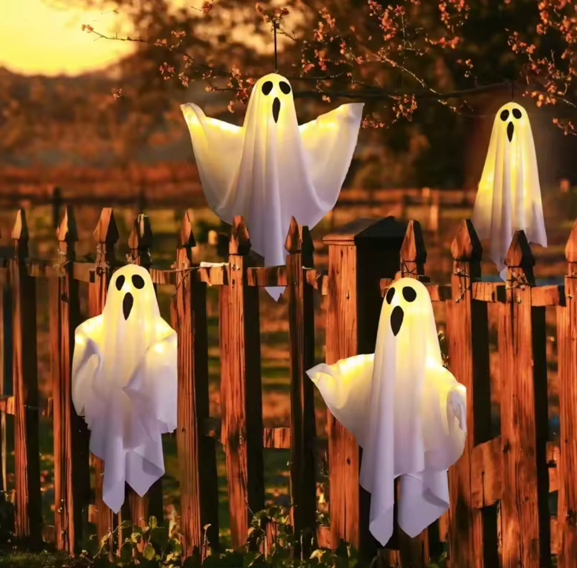 LED Glow Ghost Decoration – Hanging Halloween Prop for Indoor & Outdoor Parties