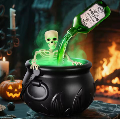 Witch Cauldron Decoration with Magic Potion Bottle & Mist Maker – Halloween Prop