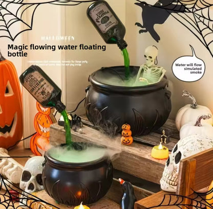 Witch Cauldron Decoration with Magic Potion Bottle & Mist Maker – Halloween Prop